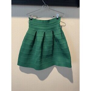 Anthropologie “Girls From Savoy” Women’s Pleated Mini Skirt Green Stretch Medium